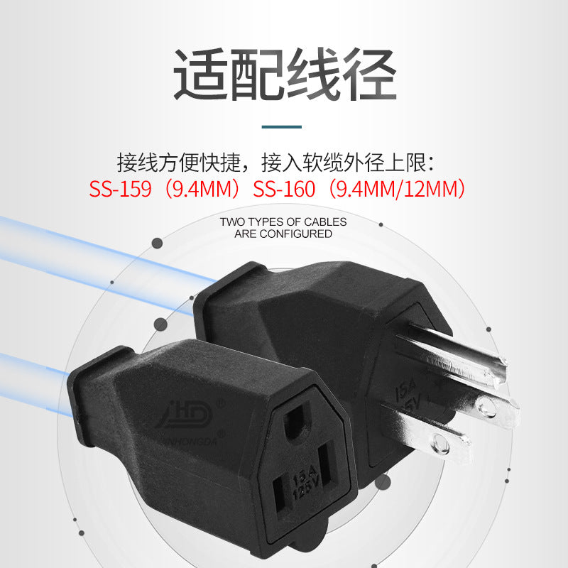 Multipurpose wiring American standard power plug American standard wiring socket, Taiwan, Japan, American three-plug SS-160