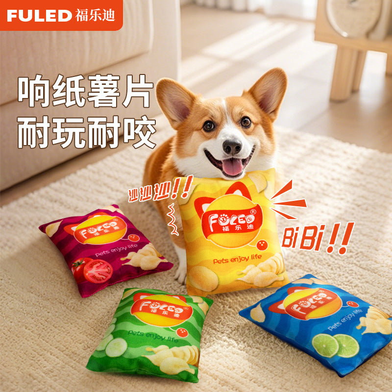 FULED Pet Sound Toys Dog Toys Ringing Paper Potato Chips Grinding Teeth Cleansing Plush Toys Spot