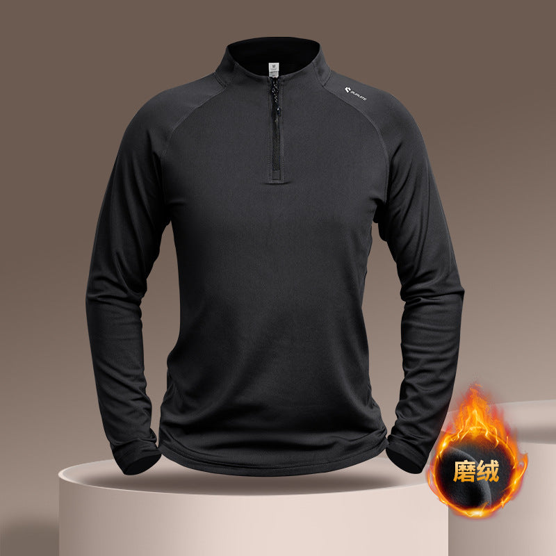 Fitness clothes men's and women's spring outdoor autumn and winter quick-drying clothes running training clothes stand-up collar zipper long-sleeved sports top