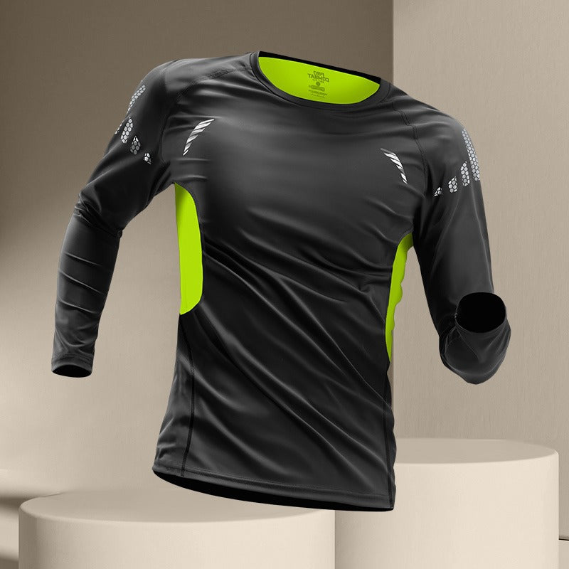 Cross-border foreign trade explosion Long-sleeved outdoor sports men's quick-drying clothes T-shirt Autumn loose bottoming shirt Breathable thin