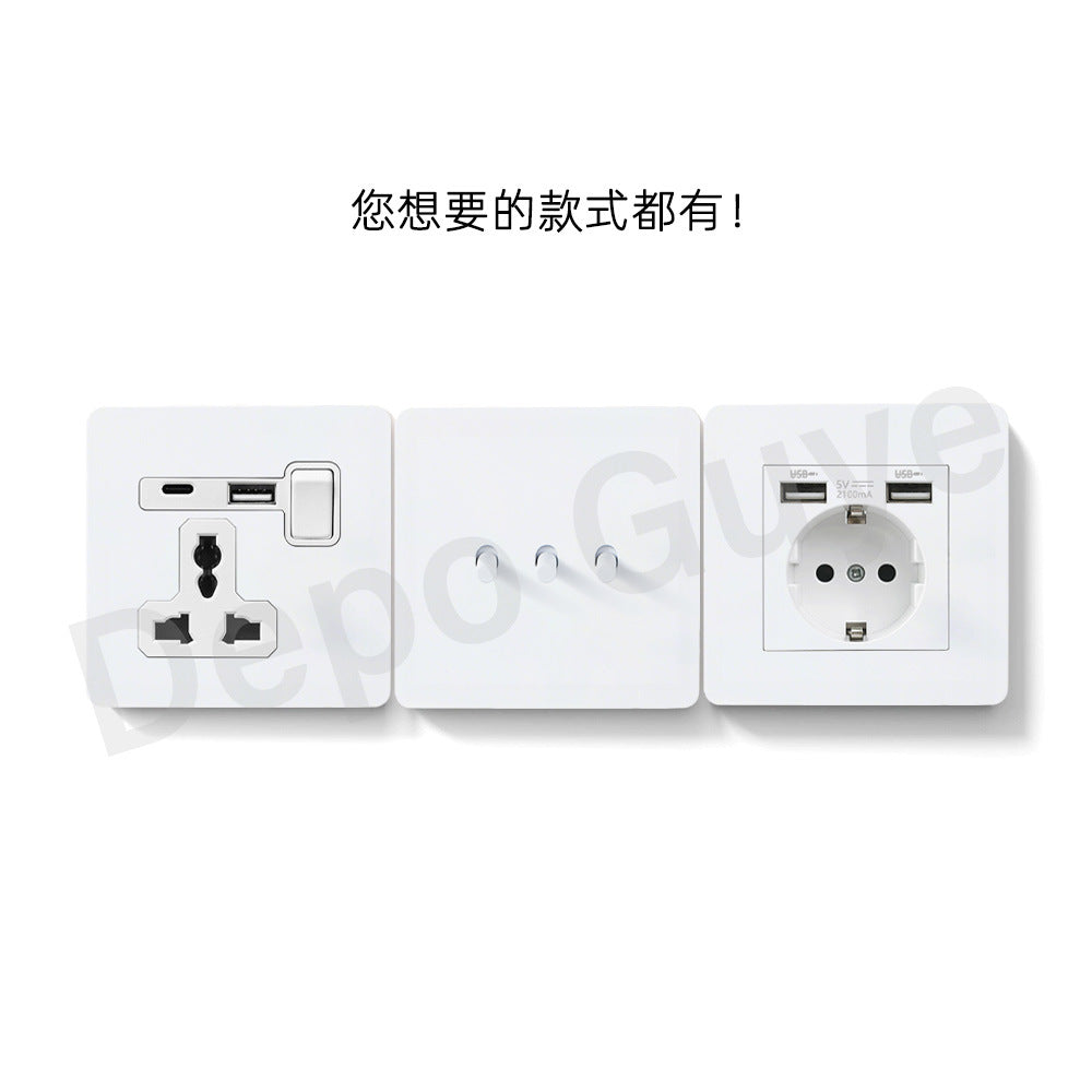 Foreign trade simple wind stainless steel switch panel 86 type concealed Hong Kong and Macao British standard European socket brass lever