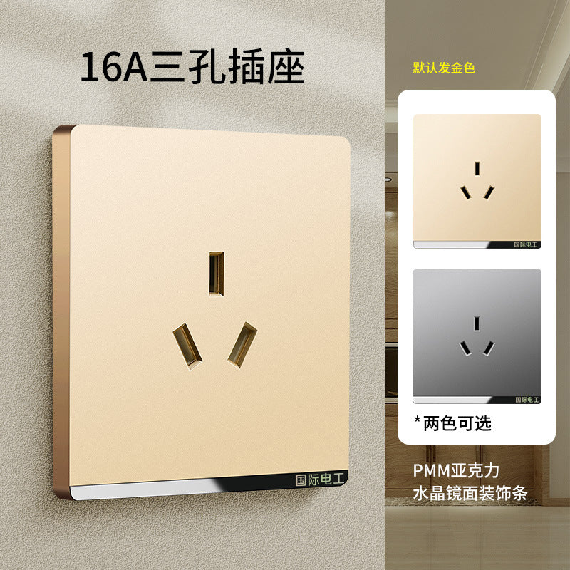 International Electrician 86 household gold switch socket panel concealed, one open with 5 five-hole USB porous power supply