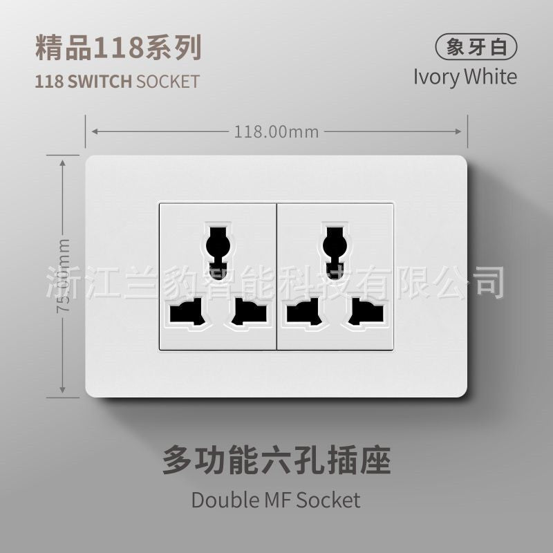 Thai American standard socket panel 118 type switch Italian American standard six-hole USB wall international multi-function three-hole Europe