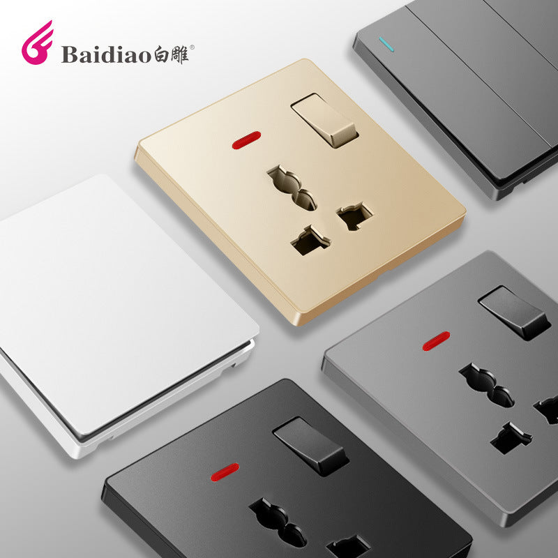 British standard switch socket British one-open 13A socket Multifunctional five-hole USB socket panel British standard European standard US standard