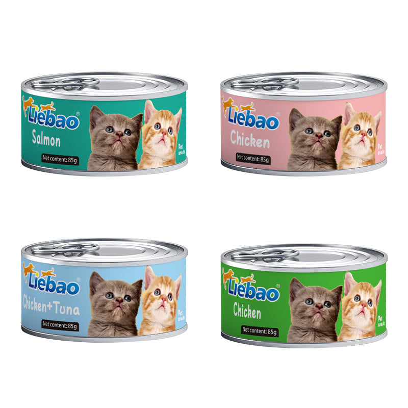 Cross-border foreign trade AliExpress pet food 85g canned cat snacks cat wet food nutrition white meat soup canned cat