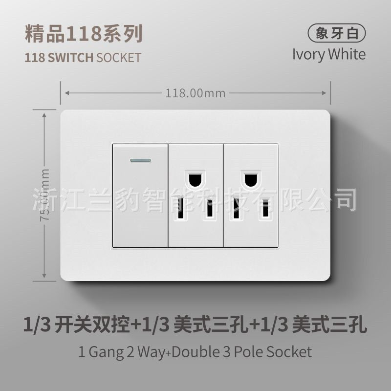 Thai American standard socket panel 118 type switch Italian American standard six-hole USB wall international multi-function three-hole Europe
