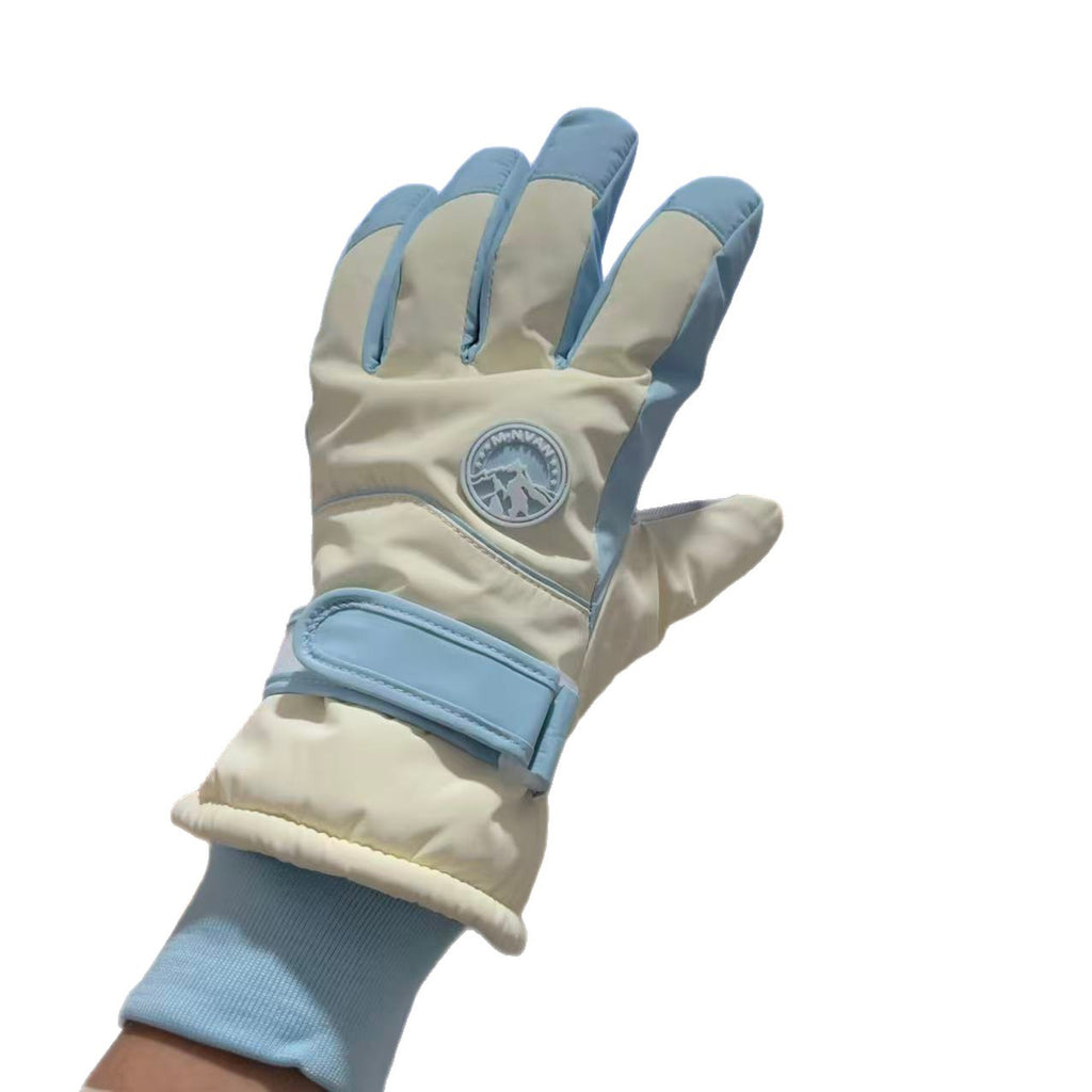 Ski gloves women's winter riding warm thickened velvet cotton cold and windproof touch screen outdoor cute anti-splashing