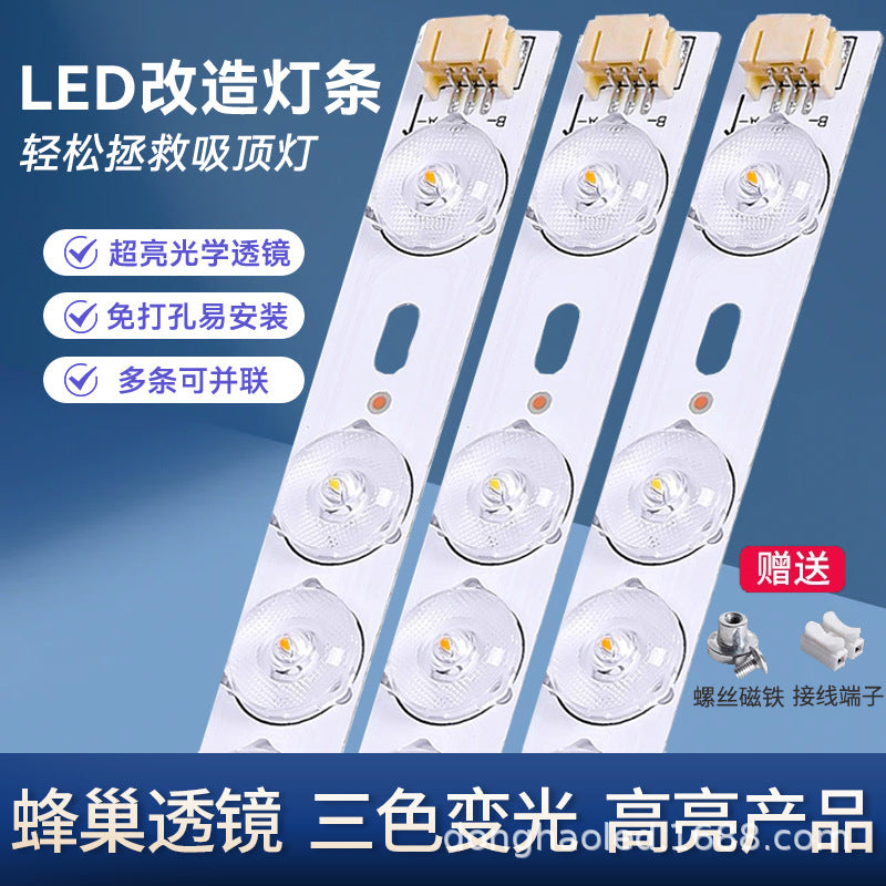 Super bright light with light strip Long living room light Modified light source Bedroom ceiling light Replacement light with LED light panel Wick