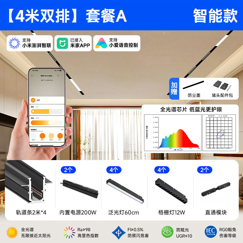 Smart Magnetic Track Light Embedded Embedded Package New Living Room No Main Light Lighting Applicable to Mobile App