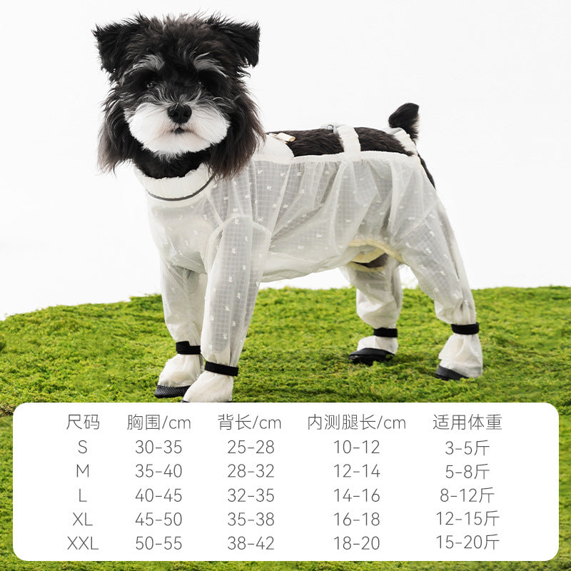 Traction Jacquard with feet Pet dust pants Four-legged outdoor smock Waterproof and dirt-proof small and medium-sized dog and dog clothes