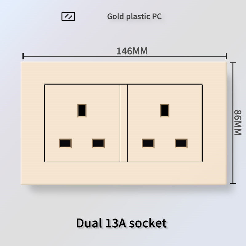 Foreign trade Hong Kong and Macao British 13A socket USB with Type-c plug + British standard electrical switch PC flame retardant panel plug