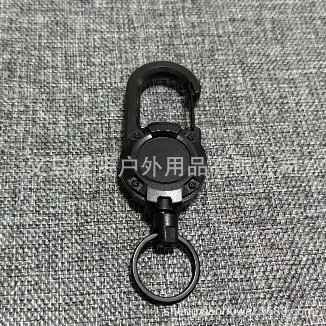 Outdoor camping tactical easy-to-pull buckle telescopic buckle wire rope multi-functional keychain camping rebound anti-lost rope easy to pull