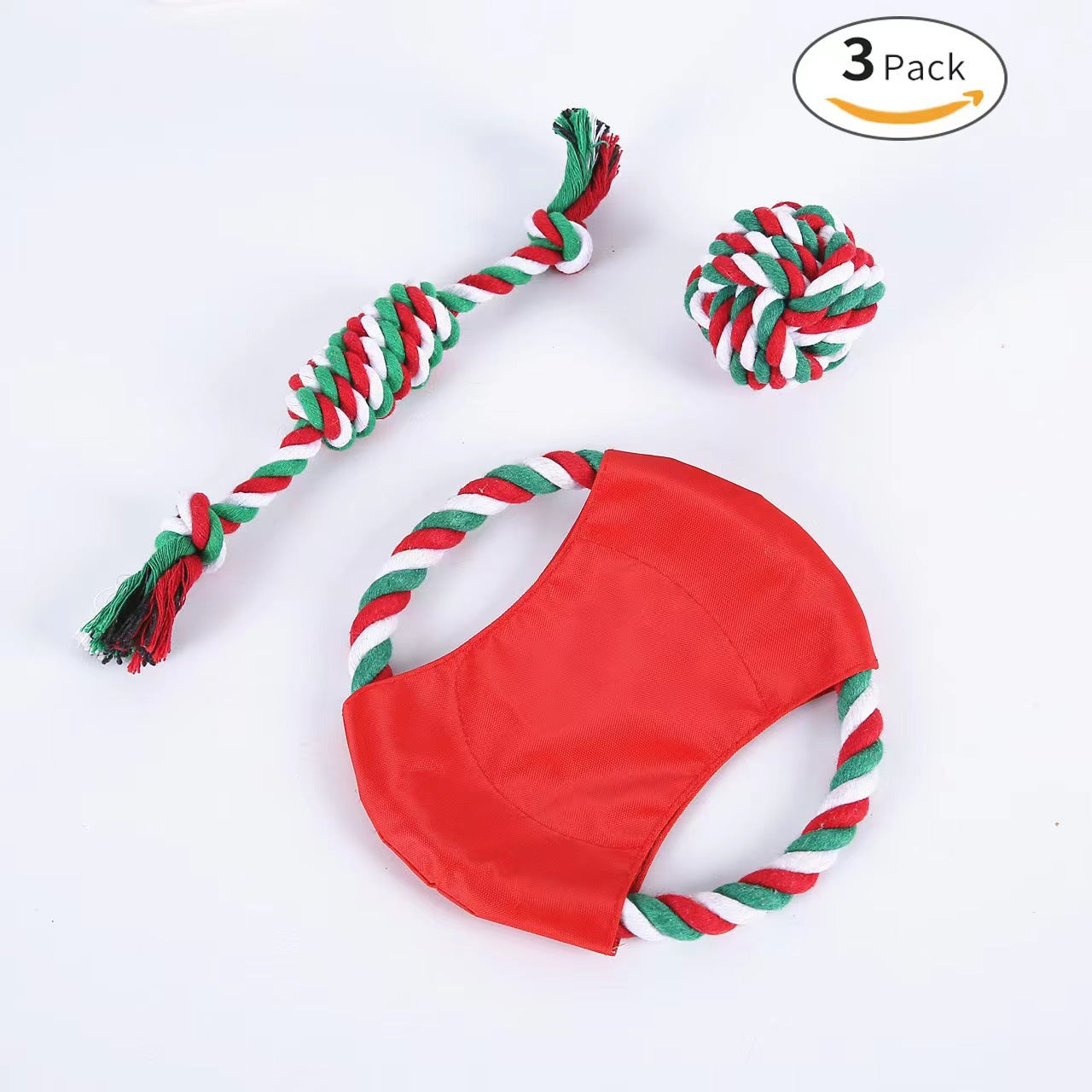 Amazon popular pet products dog cotton rope toy grinding teeth pet toy set Christmas dog toy gift