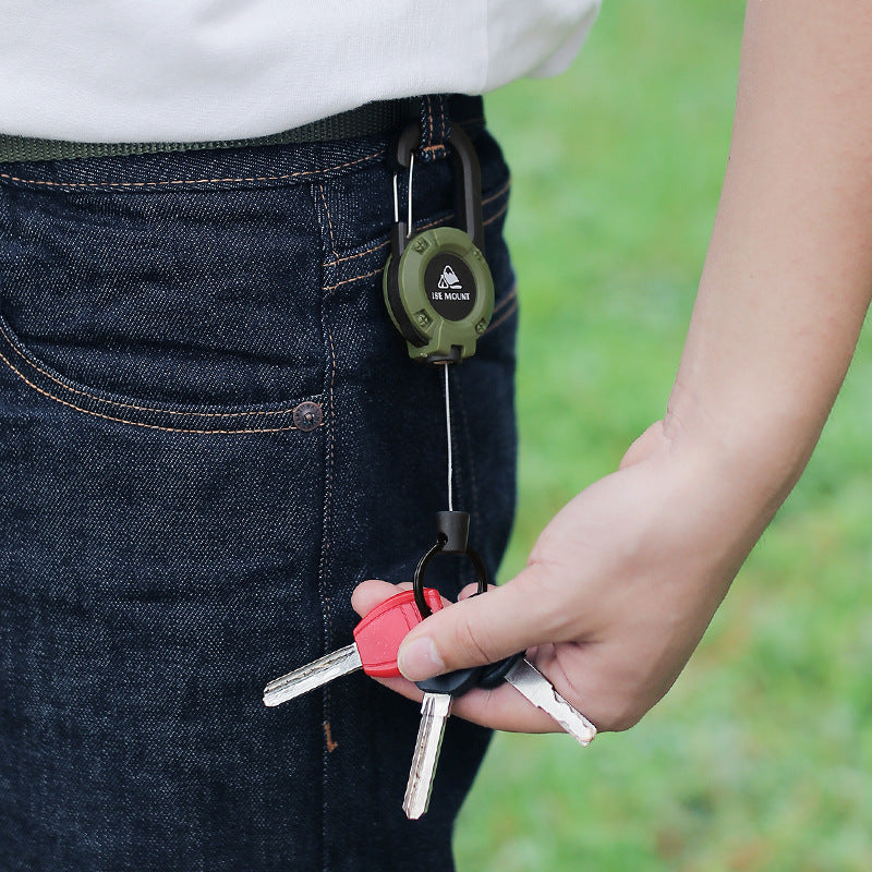 户外战术易拉扣伸缩扣钢丝绳多功能钥匙扣露营高回弹防丢绳易拉得