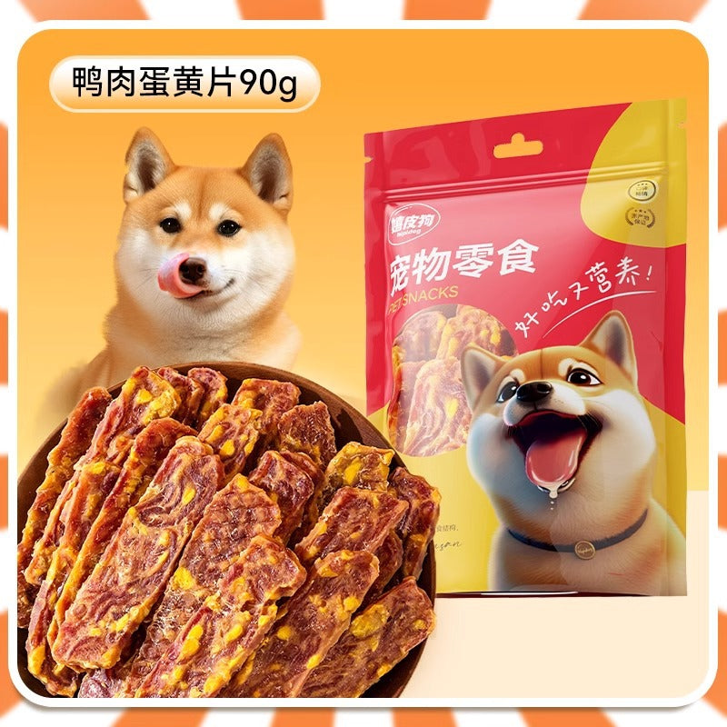 Pet snacks Egg yolk Duck meat sliced jerky Pet Teddy Bi Bear Small and medium-sized dogs Dog training stick Dog snacks