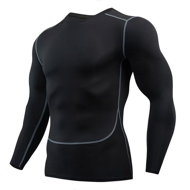 Cross-border men's quick-drying fitness clothes, long-sleeved outdoor running sports suits, tights, training bottoms, sportswear