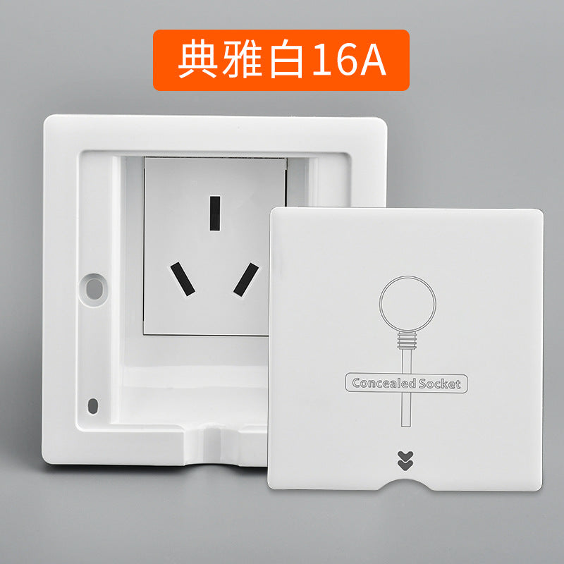Type 86 embedded inner recessed socket invisible wall switch panel refrigerator TV hidden plug national standard five holes