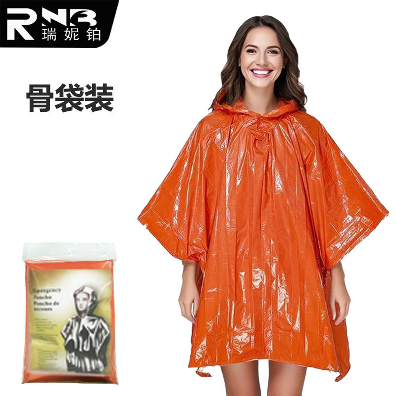 Manufacturer aluminum film poncho orange green spot outdoor camping hiking emergency thermal insulation raincoat poncho