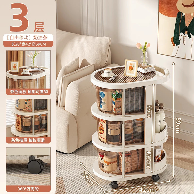 Household trolley rack Snack beverage storage rack Living room bedroom with wheels Convenient multi-layer finishing storage rack