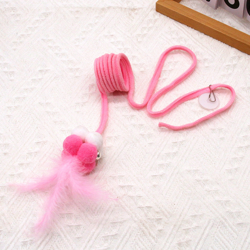 New hanging spring cat teaser stick hanging door cat toy cat teaser cat self-hi plush cat teaser rod cat toy wholesale