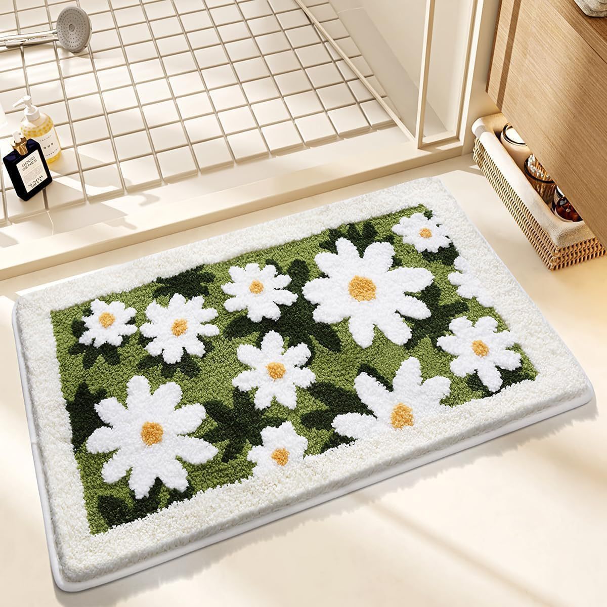 Small fresh new imitation cashmere flower porch toilet bathroom bathroom water absorption non-slip quick drying home foot cushion
