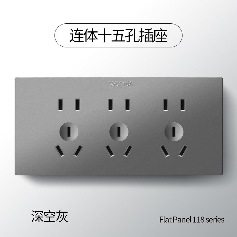 International Electrician 86 type concealed large board gray household porous wall power supply one open five hole switch socket panel