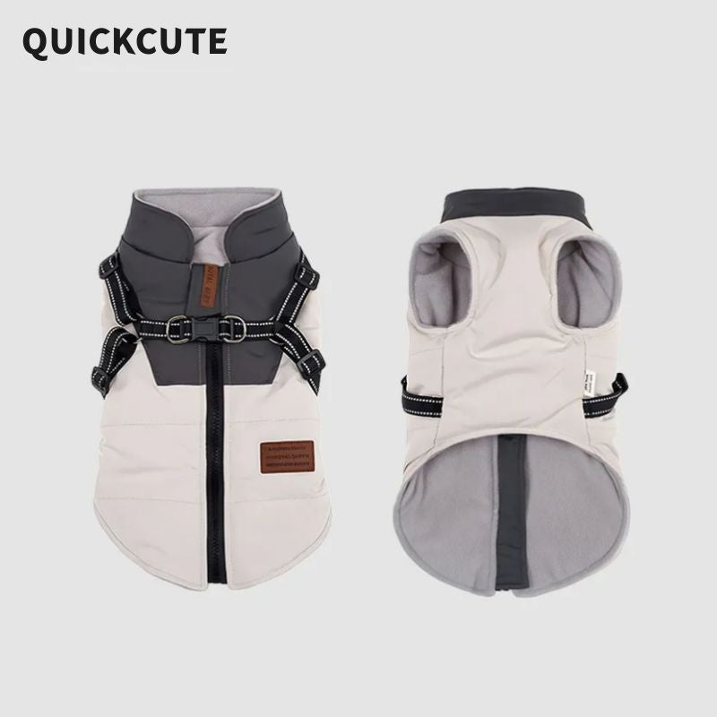 Dog clothes Winter warm dog cotton clothes with leash ring vest jacket Autumn and winter Teddy Corgi Schnauzer