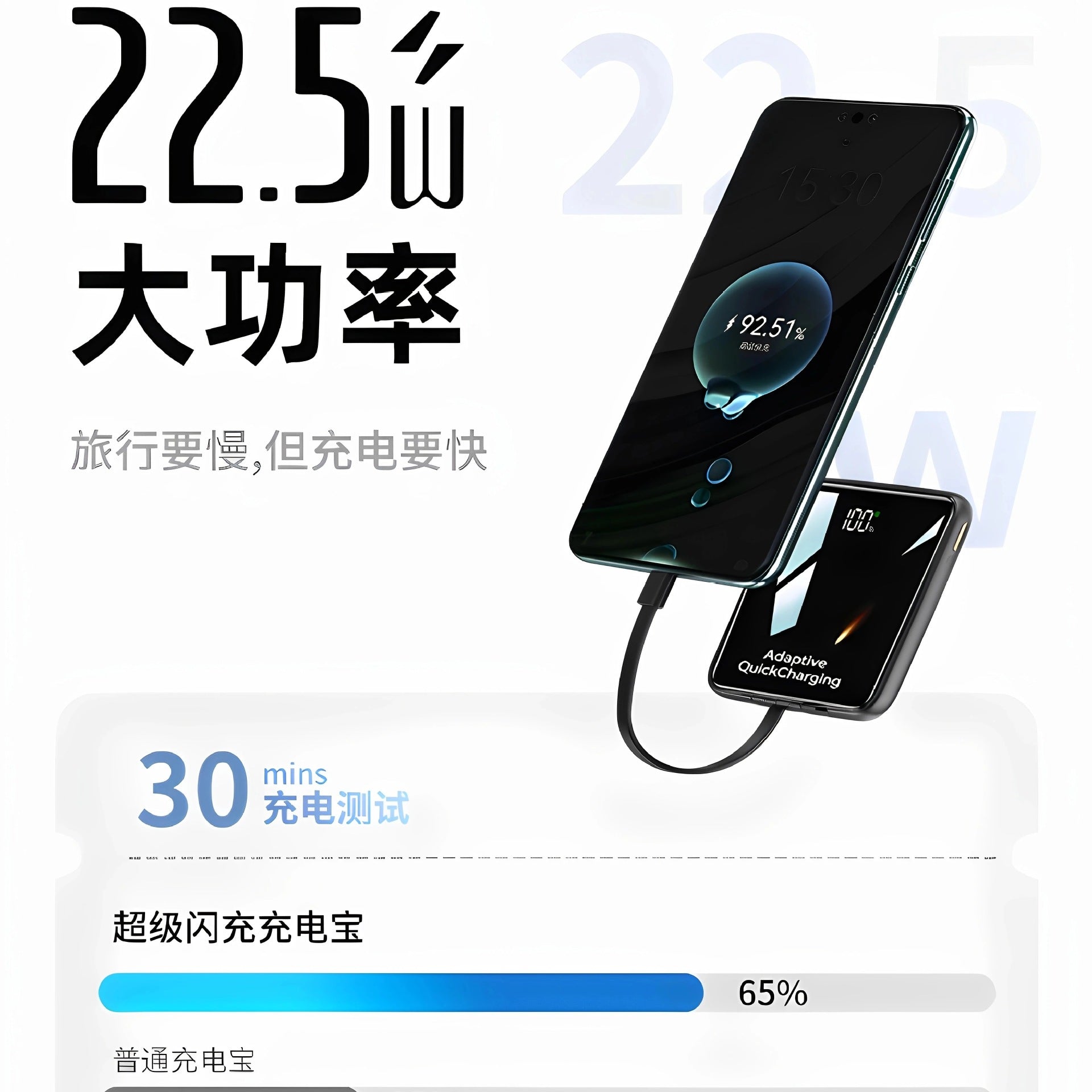 SF Express free shipping [new national standard 3C certification] 2025 new power bank with its own cable 20,000 mAh ultra-thin small