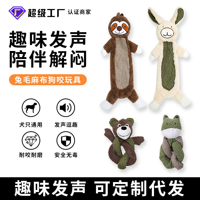 Amazon dog sound toy self-hi to relieve boredom, molar teeth, bite-resistant rabbit plush medium and large dog pet products