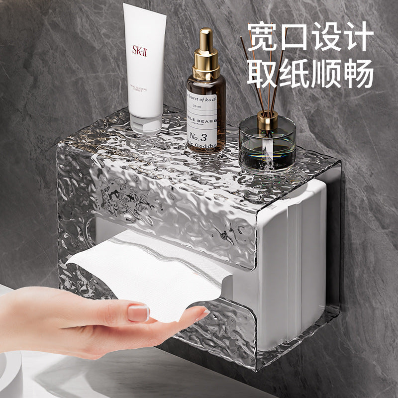 Glacier pattern face towel tissue box, wall-mounted household storage box, light luxury bathroom kitchen pumping carton