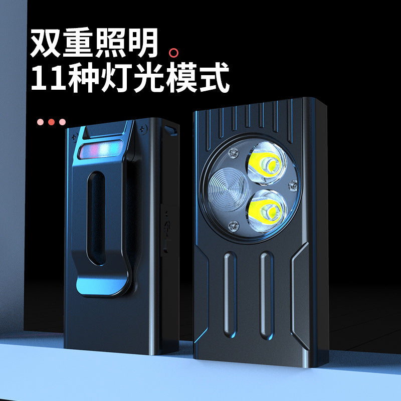 Mini strong light flashlight Type-C fast charging outdoor self-defense camping emergency flashlight magnetic suction clip cap work light