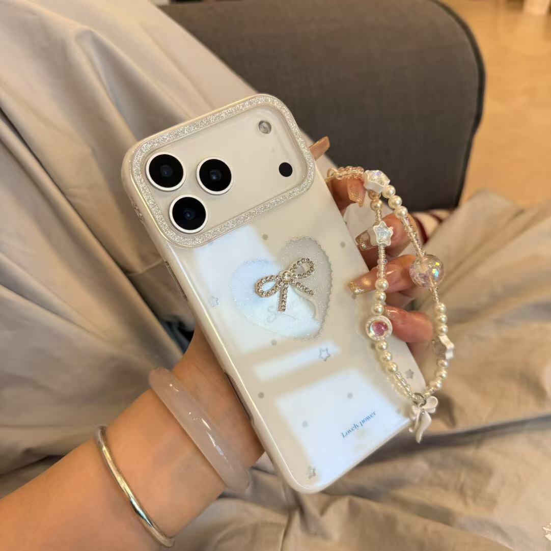 Hollow love glitter ins for 17promax apple 16iPhone151413 anti-drop case protective case female