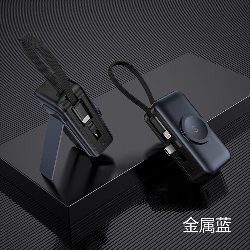 New fast charging three-in-one magnetic wireless charging mobile power supply, support watch earphones, mobile phone multi-function power bank