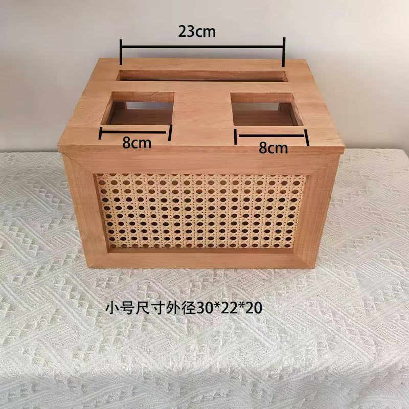 Solid wood rattan retro home practical router set-top box socket rack cover dust storage box