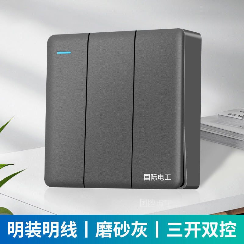 International electrician surface-mounted switch socket 86-type large board five-hole bright wire box household wall plug panel wholesale