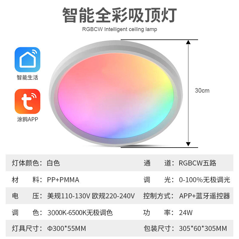 Smart graffiti ceiling light living room wifi bluetooth 2.4G remote control rgbcw dimming color dimming voice led ceiling light
