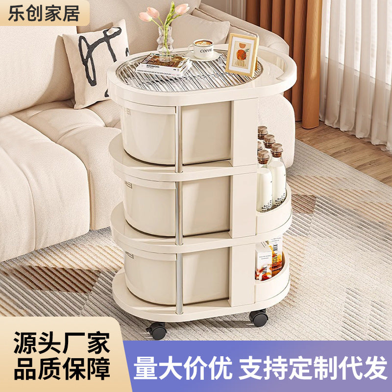 Household trolley rack Snack beverage storage rack Living room bedroom with wheels Convenient multi-layer finishing storage rack