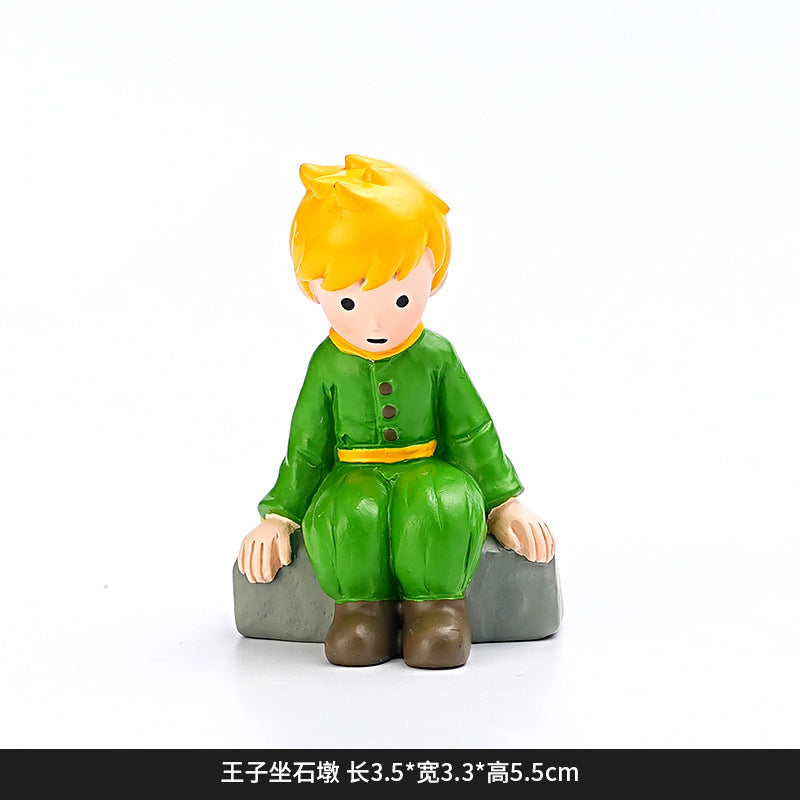 Creative and cute handmade ornaments Car desktop Home decoration Resin handicrafts Prince take flower small ornaments