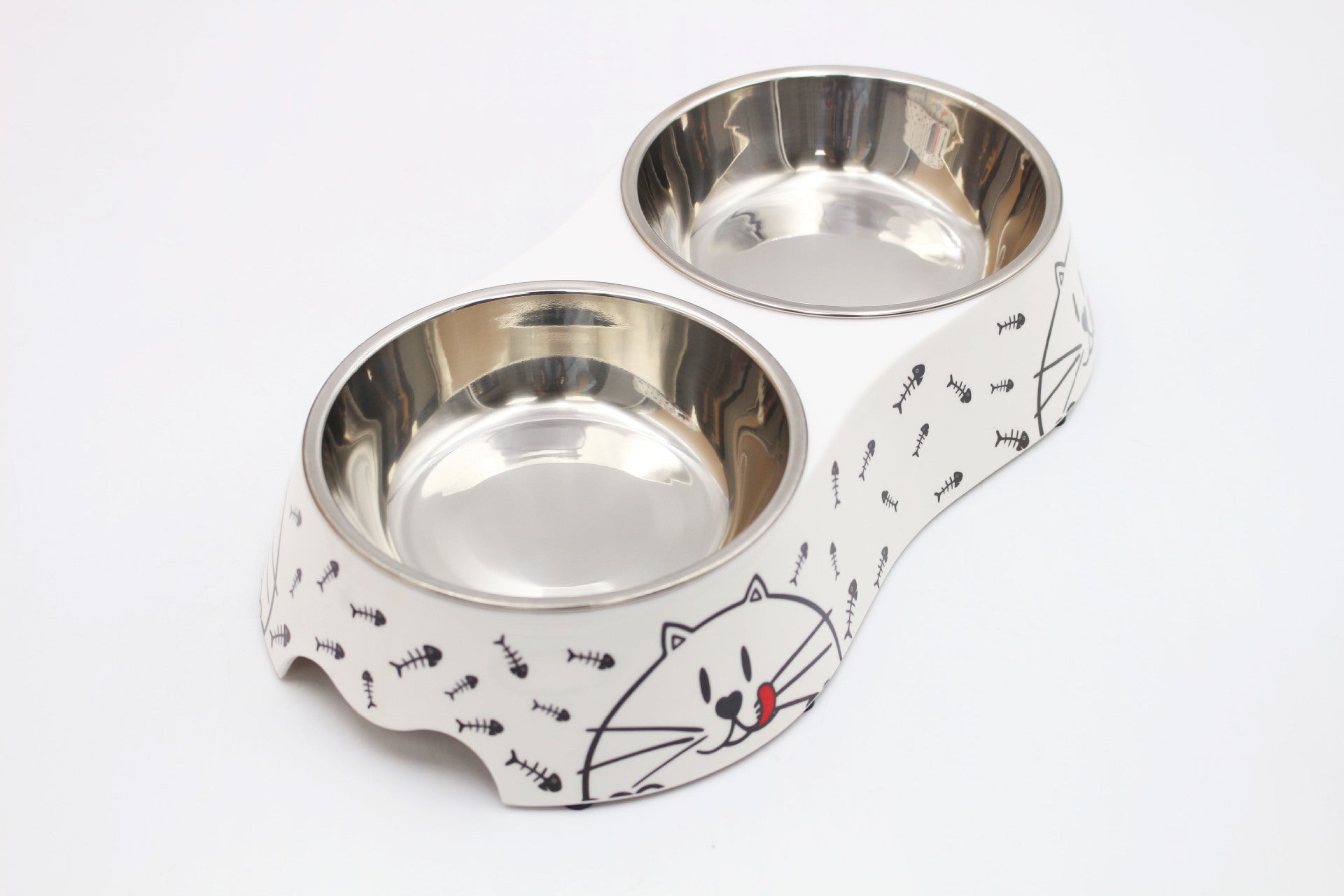 Spot wholesale pet melamine double bowl stainless steel food grade material cat dog pet drinking water feeding pet bowl