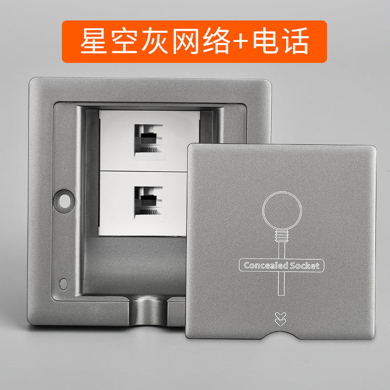 Type 86 embedded inner recessed socket invisible wall switch panel refrigerator TV hidden plug national standard five holes