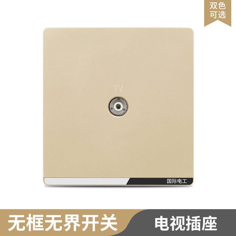 International Electrician 86 type concealed large board gray household porous wall power supply one open five hole switch socket panel