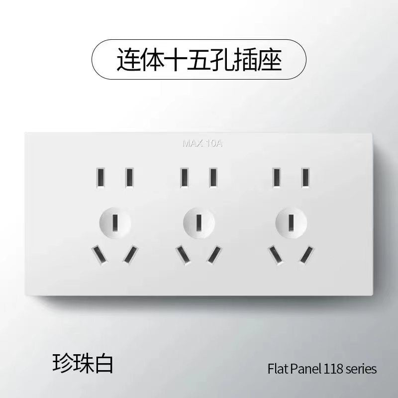 118 Concealed switch Siamese ten-hole socket in series New national standard 15 panel plug Household multi-function usb flame retardant