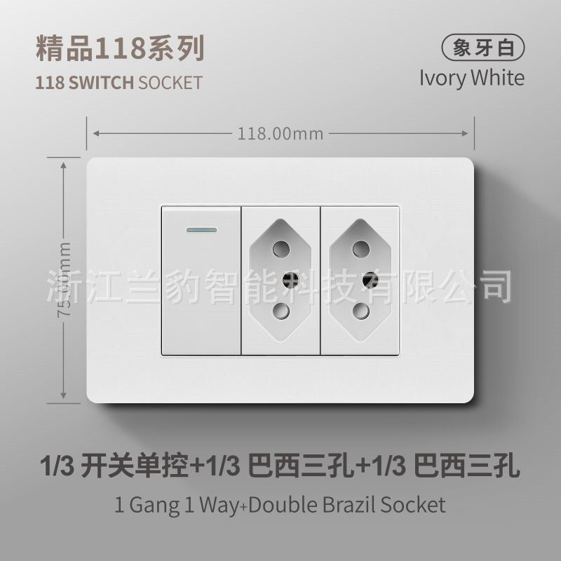 Thai American standard socket panel 118 type switch Italian American standard six-hole USB wall international multi-function three-hole Europe