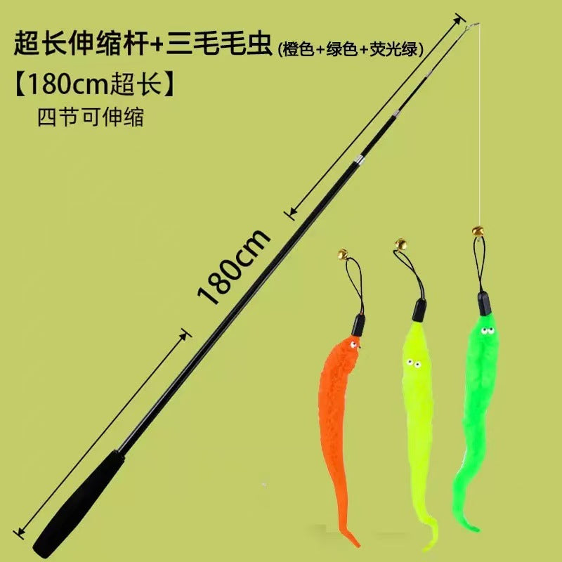Cat teasing stick 1.8 meters telescopic rod Extended long rod can be retractable, strong and durable self-hi boredom relief artifact Cat teasing artifact