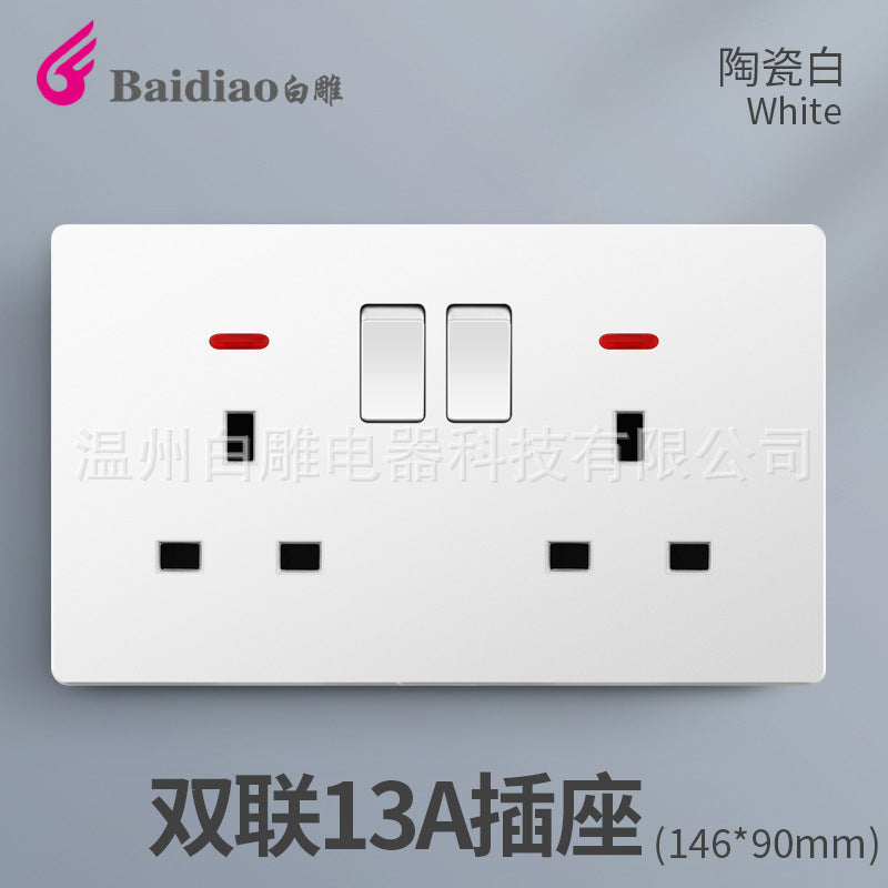 British standard switch socket British one-open 13A socket Multifunctional five-hole USB socket panel British standard European standard US standard