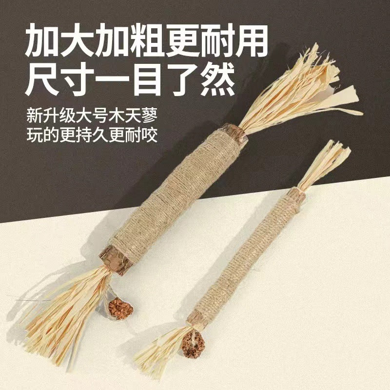 Cat Toys Oversized Wooden Polygonum Teeth Grinding Stick Cat Self-Hi Bite Teaser Cat Stick Cleansing Catnip Pet Supplies