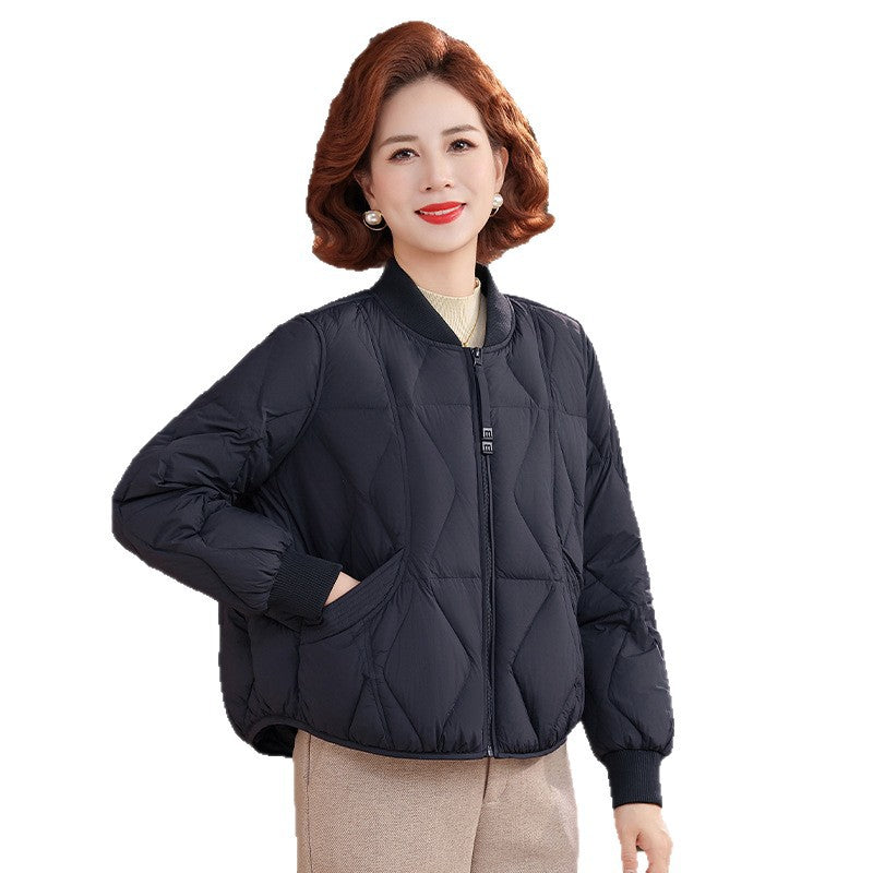 Middle-aged mother short light down jacket small jacket baseball jacket middle-aged women autumn and winter versatile padded jacket