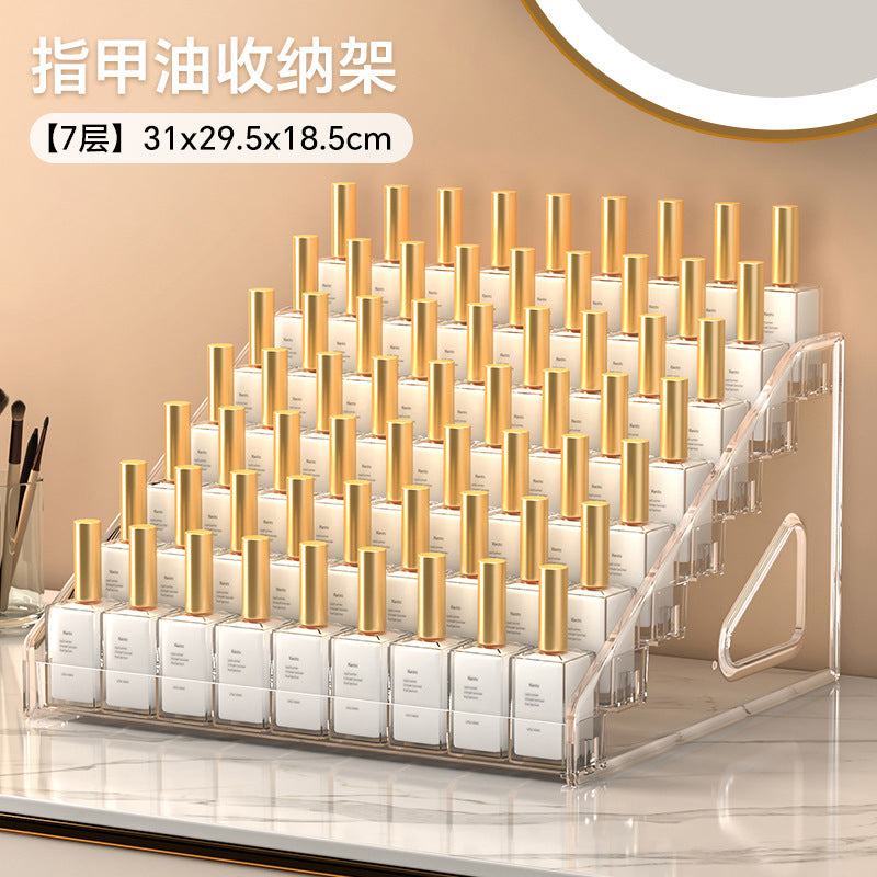 Nail art storage box, multi-layer transparent nail polish display stand, home daily lipstick, cosmetics, nail polish glue rack