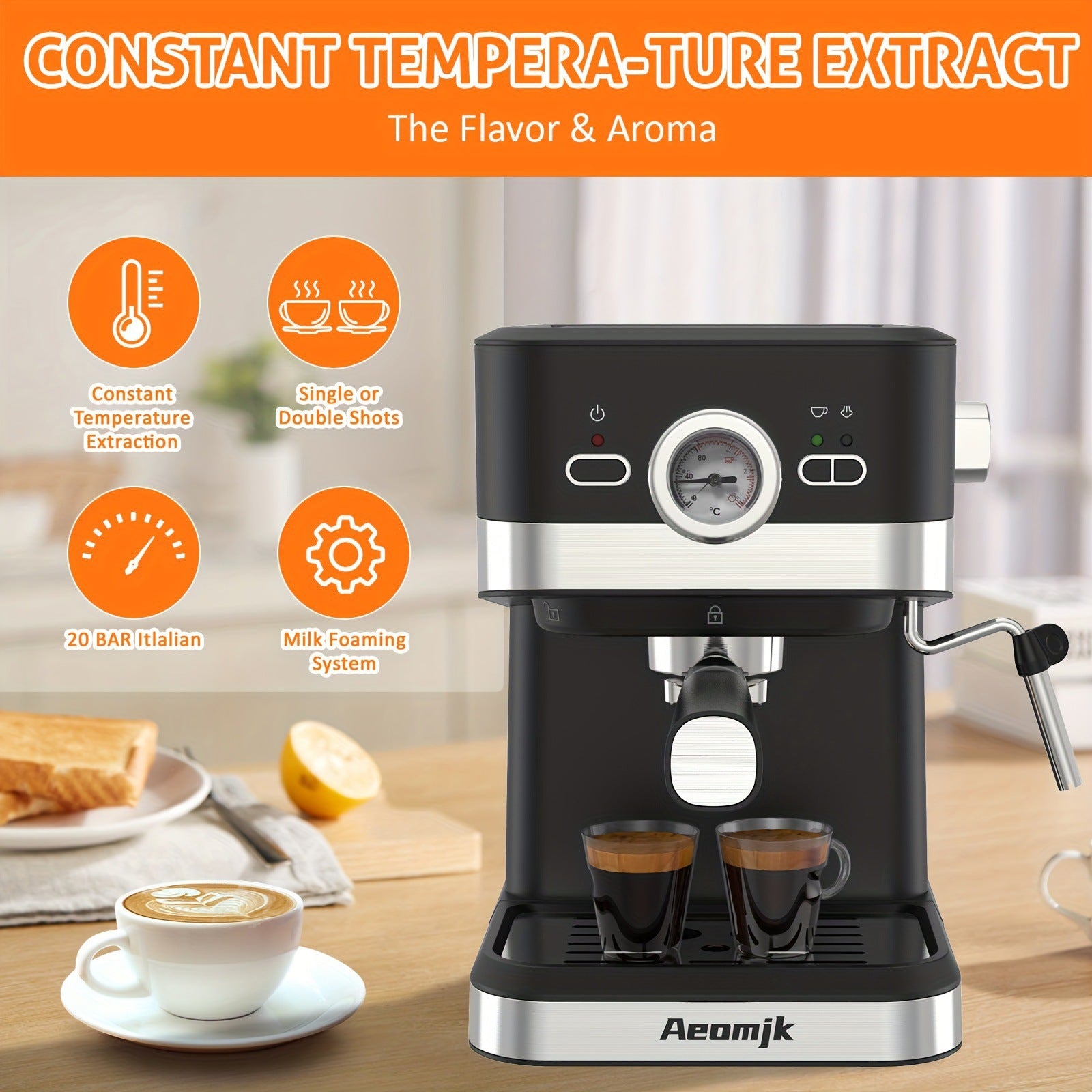Aeomjk US standard semi-automatic one-piece espresso milk foam 3110 household appliances steam function coffee machine