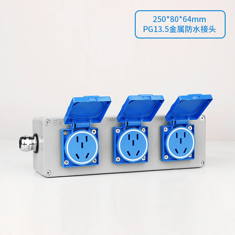 Outdoor cast aluminum socket 220/380V wall plug Five-hole waterproof switch Industrial grade 10/16A surface mounted panel